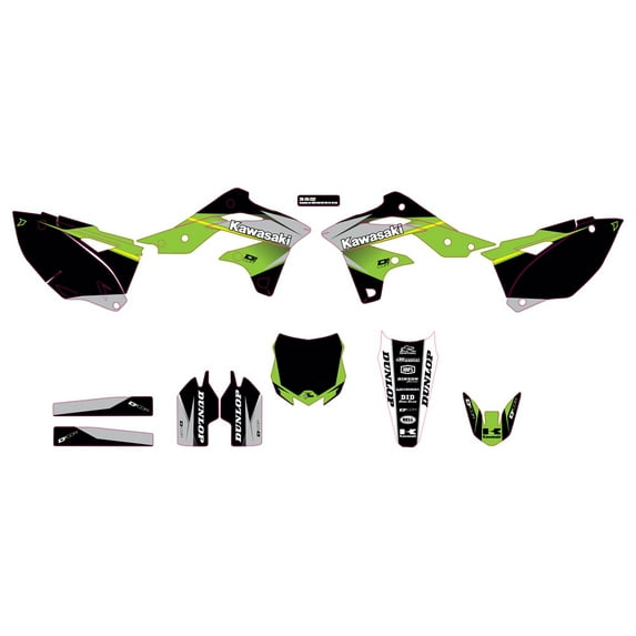D'Cor Visuals Complete Graphics Kit COR9 Kawasaki, Black Background