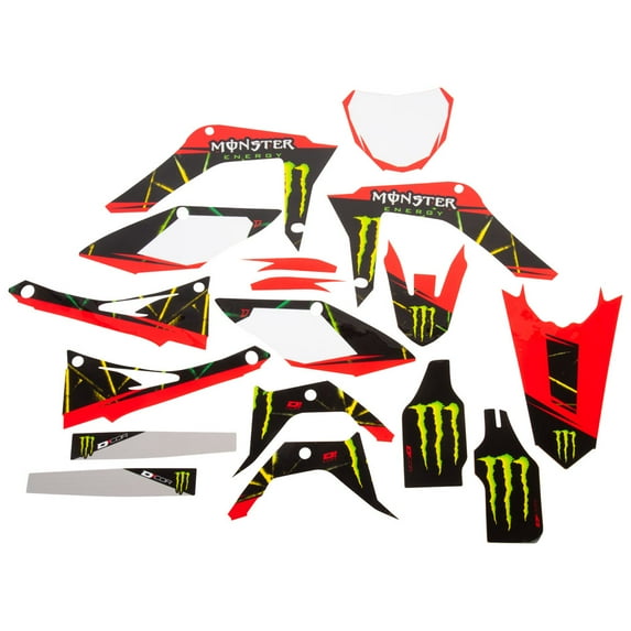 D'Cor Visuals Complete Graphics Kit Monster Energy Slash, White Background