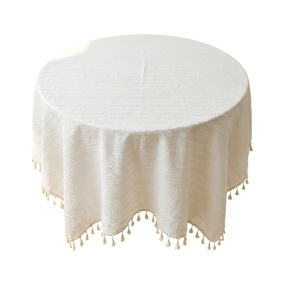 D Cotton Linen Tablecloth Washable With Dustproof Wrinkle Resistant, Tassel Decoration And Natural Fiber For Restaurant, Picnic, Bistro, Indoor Outdoor Dining And Party, 35.43X23.62In