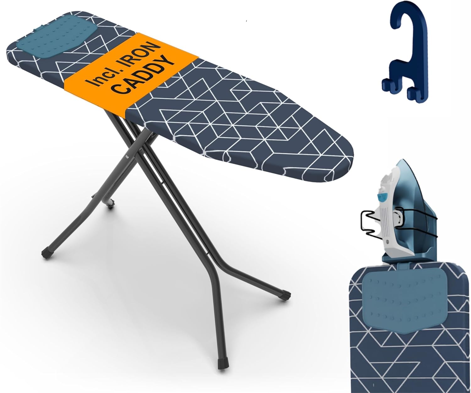DCrease+ Full Size Ironing Board 48" X 15" with Silicon Iron Rest