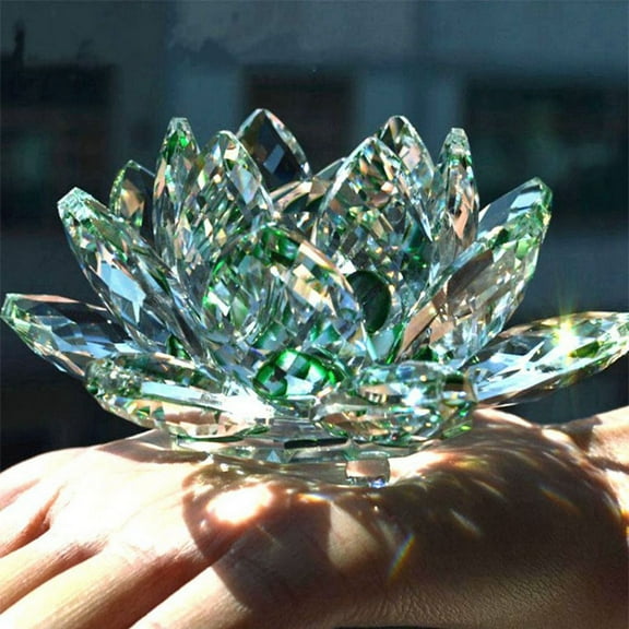 D Crystal Lotus Flower Figurine Valentine Wedding Decor Glass Craft Collection Paperweight Table Ornaments Souvenir Gift