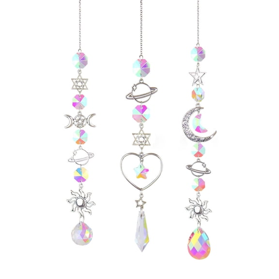 D Crystal Wind Chime Sun Catcher Diamond Prisms Pendant Dream Catcher Rainbow Chaser Hanging Drop Home Garden Decor