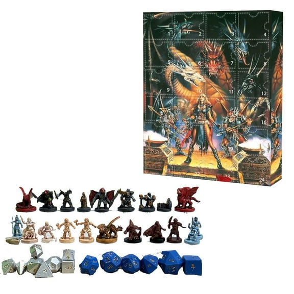 D&D Advent Calendar, 24-Day Christmas Countdown with Miniatures & Game Accessories