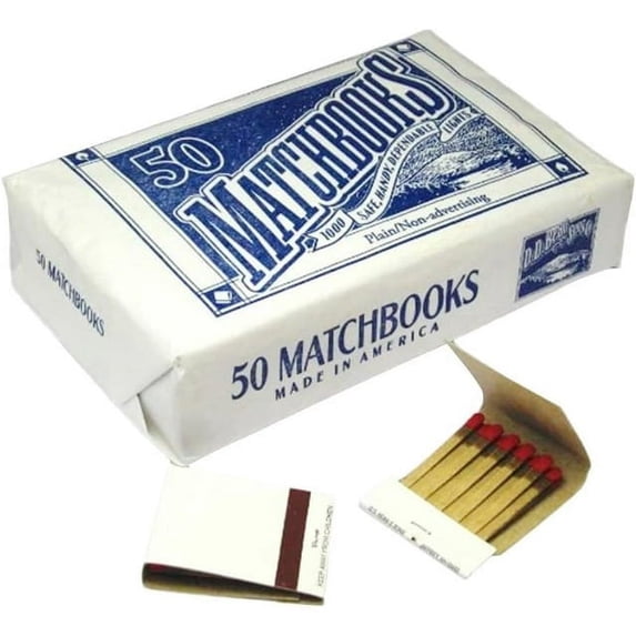 D.D. Bean & Sons 50 Plain White Matches Matchbooks for Wedding Birthday Wholesale Made in America - (1 Pack)