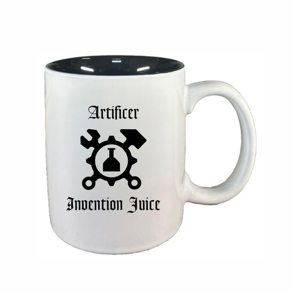 D&D Coffee Mug, Artificer Invention Juice 11oz Ceramic Coffee Cup Teacup with Handle, Dungeons Dragons Gifts DND