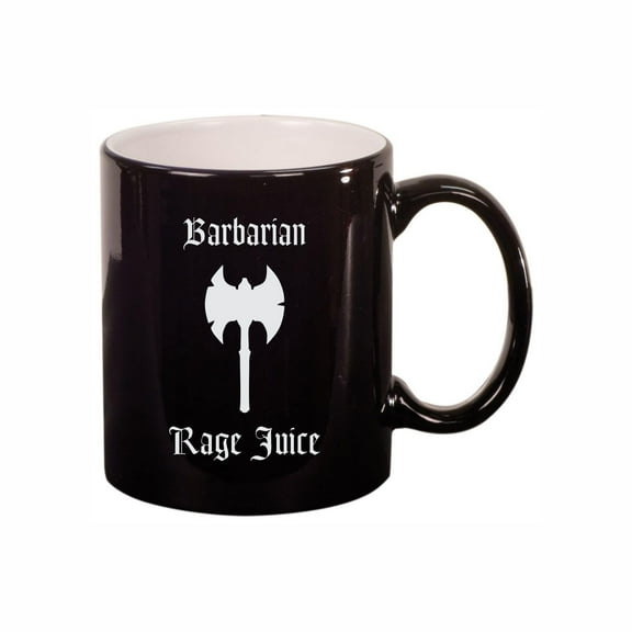 D&D Coffee Mug, Barbarian Rage Juice 11oz Ceramic Coffee Cup Teacup with Handle, Dungeons Dragons Gifts DND