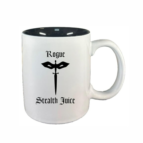 D&D Coffee Mug, Rogue Stealth Juice 11oz Ceramic Coffee Cup Teacup with Handle, Dungeons Dragons Gifts DND
