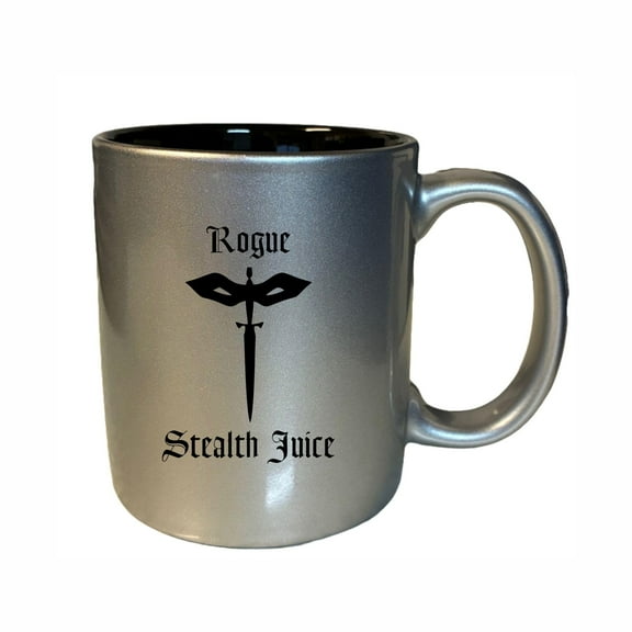 D&D Coffee Mug, Rogue Stealth Juice 11oz Ceramic Coffee Cup Teacup with Handle, Dungeons Dragons Gifts DND