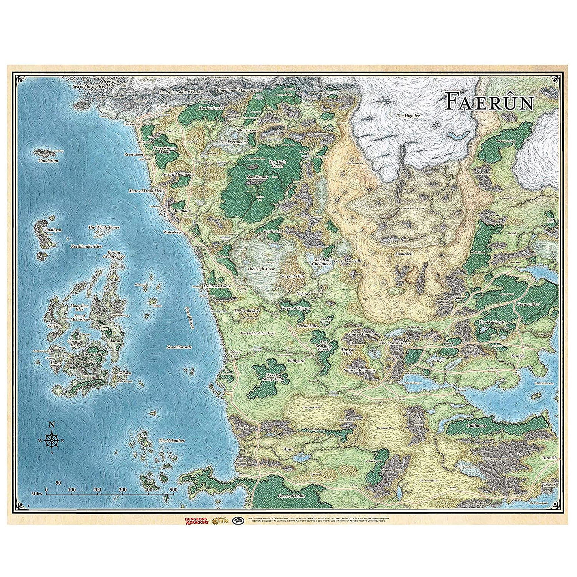 D&D: Faerûn Map - 23" x 28" - GF9's Official Dungeons & Dragons Sword 