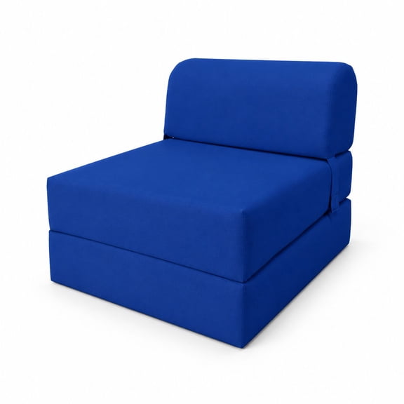 D&D Futon Folding Bed Chair, 70 x 24 x 6", Royal Blue Foam Sleeper Sofa