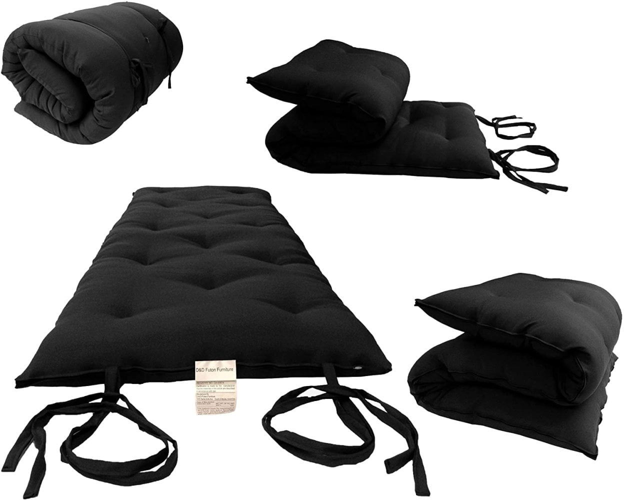 D&D Futon Furniture Black 3 x 27 x 80 Cotton/Foam/Polyester Traditional