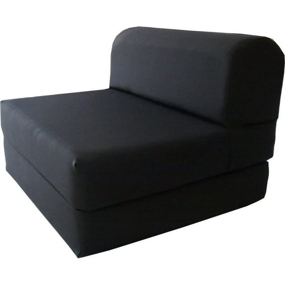 Black Sleeper Chair Folding Foam Bed, Portable Studio Guest Beds 70 IN Long x 36 IN Wide x 6 IN Thick