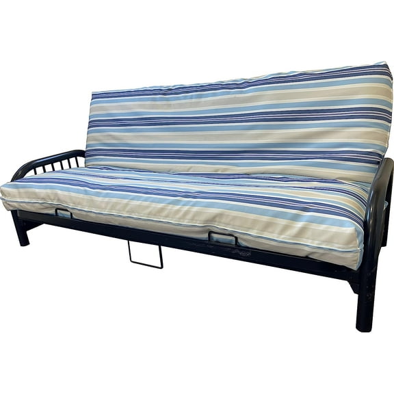 D&D Futon Furniture Futon Mattress Covers, Slipcovers, Bed Mattress Protector, Blended Acrylic Polyester, Water Resistant (Blue Stripes, Twin Size 6x39x75)