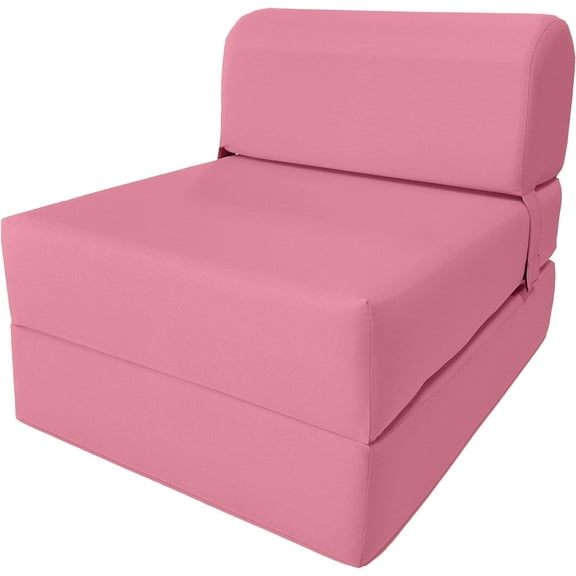 D&D Futon Furniture Sleeper Chair Folding Bed, Studio Sofa Guest Folded Mattress, High Density Foam (70 x 24 x 6, Pink)