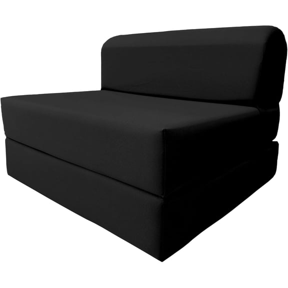 D&D Futon Furniture Sleeper Chair Folding Foam Bed, Portable Studio Guest Sofa Beds 6 x 32 x 70 Black