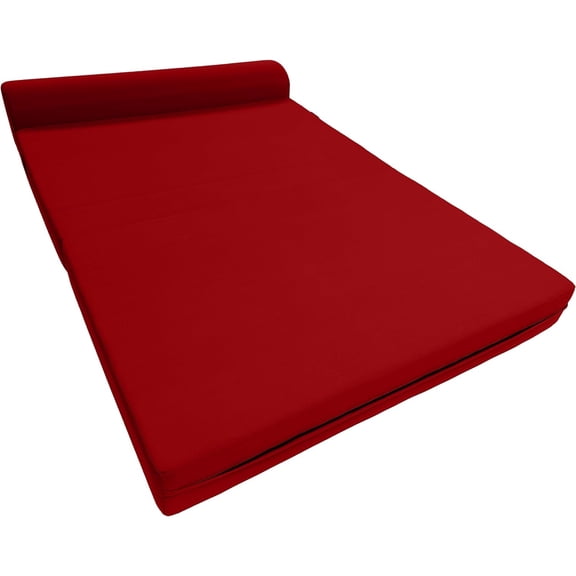 D&D Futon Furniture Sleeper Chair Folding Foam Bed, Portable Studio Guest Sofa Beds 6 x 48 x 72 Red