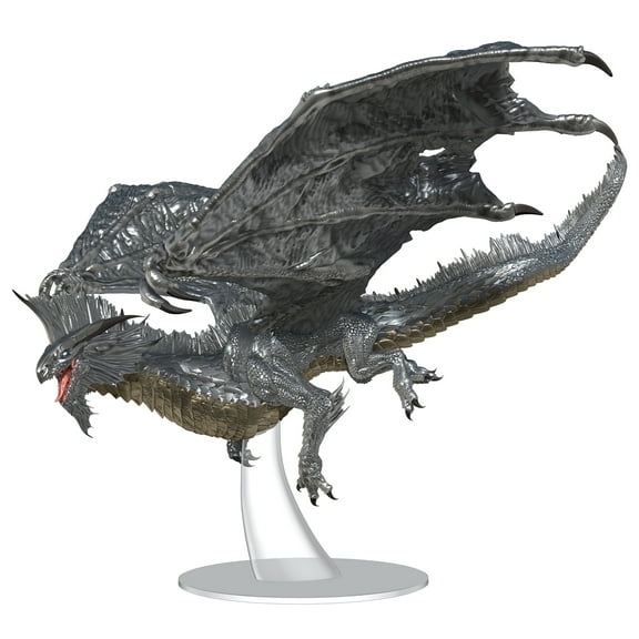 D&D Icons of the Realms: Adult Silver Dragon - Painted Figure - RPG Dungeons & Dragons Miniatures