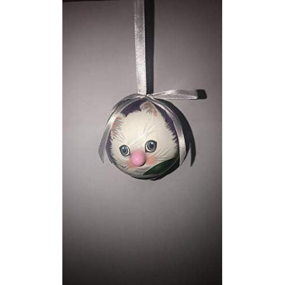 D&D Mini White Kitten Blinking Nose Christmas Ornament