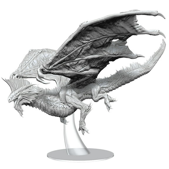 D&D Nolzur's Marvelous Miniatures: Adult Silver Dragon - Unpainted Figure - RPG Dungeons & Dragons Miniatures