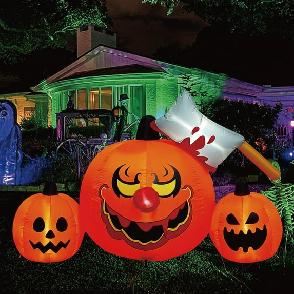D&D Products (4ft-9ft) Halloween Inflatable LED Light Up Archway Monster Pumpkin Blow Up Yard Decorations, Powerful Blower, Ground Stakes