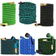 D&D Products 50ft Expanding Garden Hose Heavy Duty Flexible No-Kink Expandable Extra-Strength Water Hose with Multi-Setting Spray Nozzle and Hose Holder Blue Green Black - 25ft 50ft 75ft 100ft 150ft