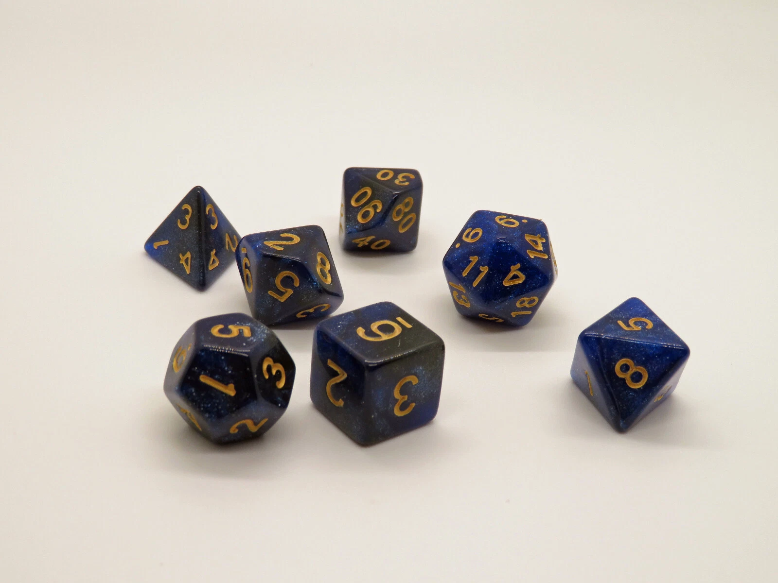 D&D Rpg 7 Piece Dice Set Deep Space Blue With Dice Bag! 439