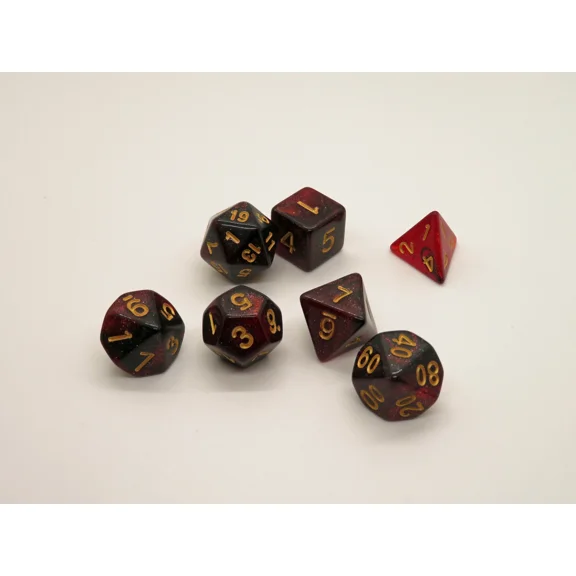 D&D Rpg 7 Piece Dice Set Deep Space Red With Dice Bag! 445