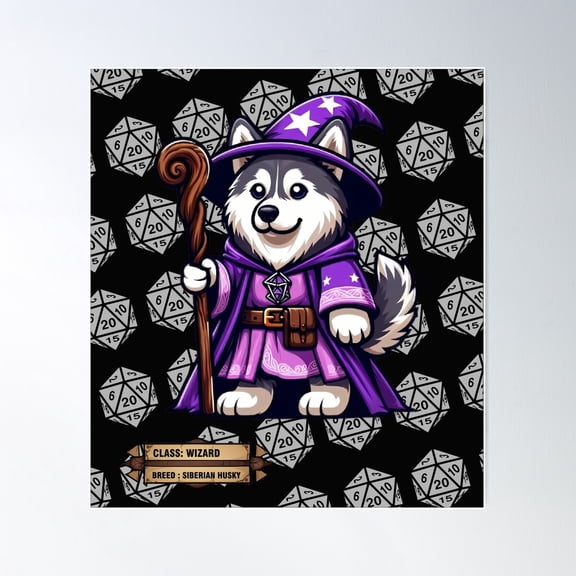 D&D | Wizard Dog Poster Wall Art, Modern Wall Decor For Living Room Bedroom, 12x18 UNFRAMED