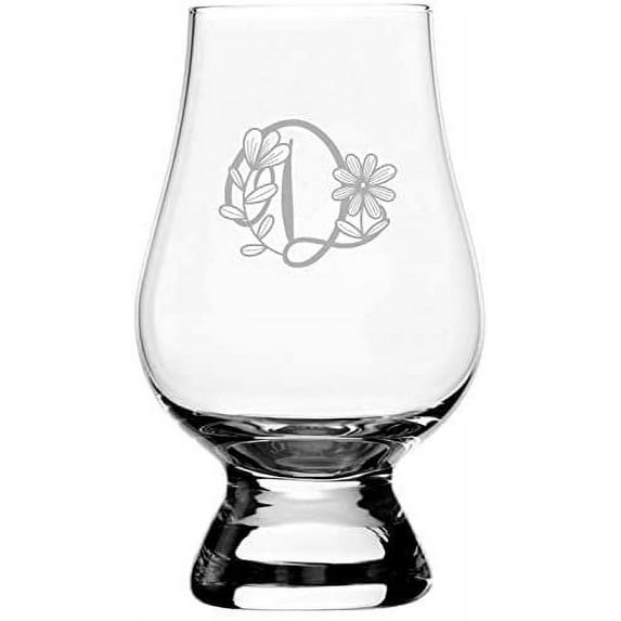 D Daishy Daisy Monogram Etched 6.5oz Glencairn Whisky Glass