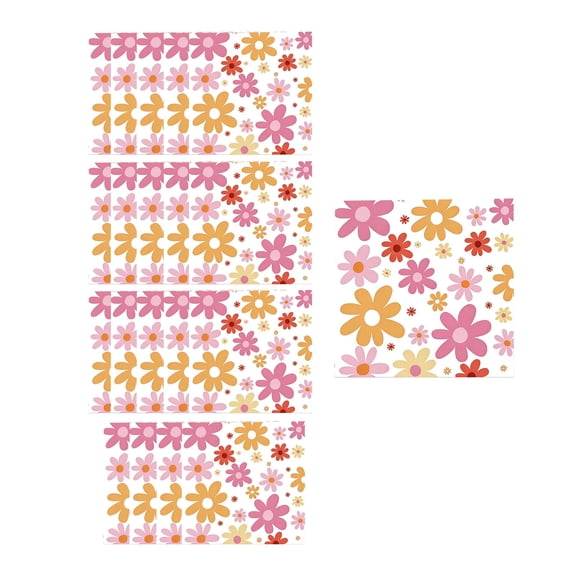 D Daisy Sunflower Floral Theme Disposable Paper Napkins Set For Party 20 Pack 6.5X6.5Inch