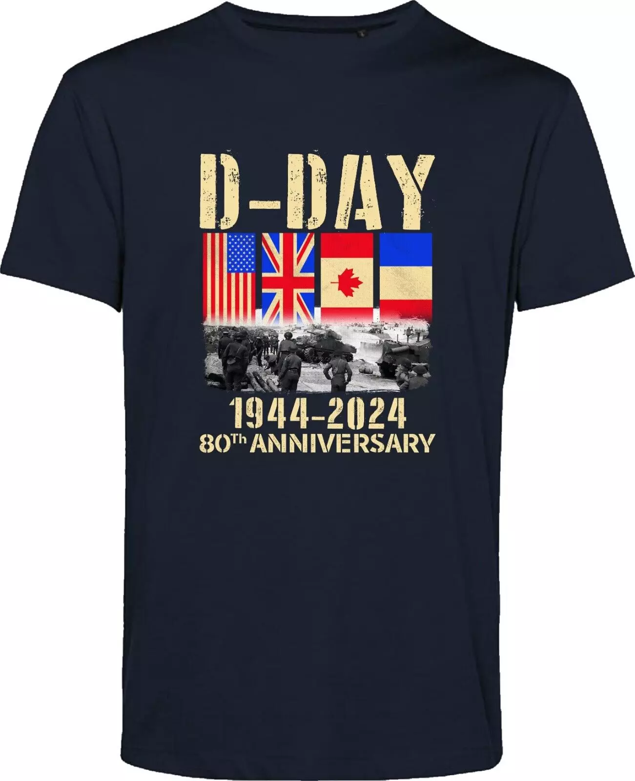 DDay NAVY T Shirt Normandy Landings 80th Anniversary 19442024 UK Flag