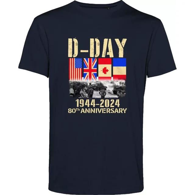 DDay NAVY T Shirt Normandy Landings 80th Anniversary 19442024 UK Flag