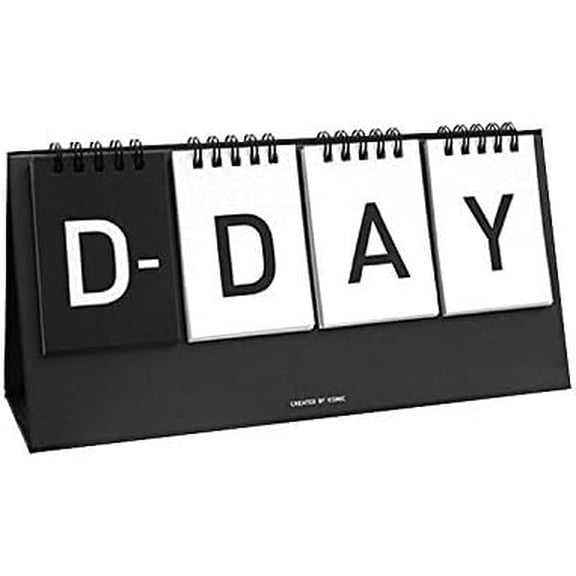 D-Day Perpetual Desk Calendar D-Day Count Down Flip Calendar Desktop Easel Calendar Spiral Bound Calendar Planner, Decorative Stickers Included, 9.84X4.72 (Black)