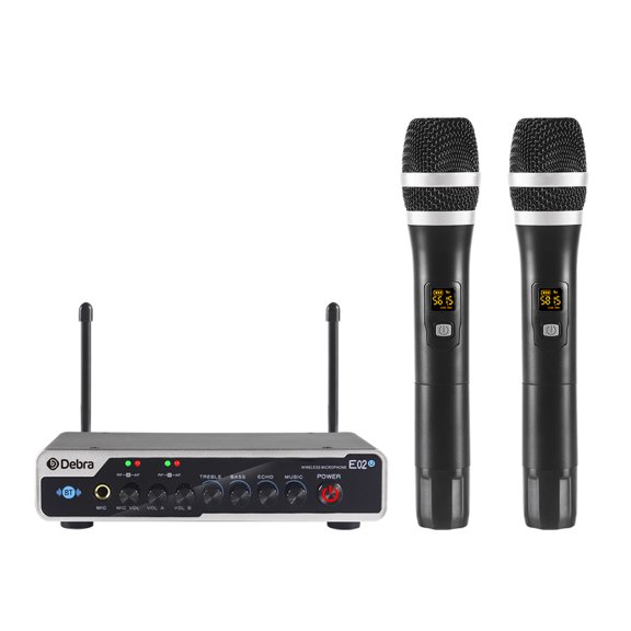 D Debra Audio E02U UHF Dual Channel Wireless Microphone System For Karaoke