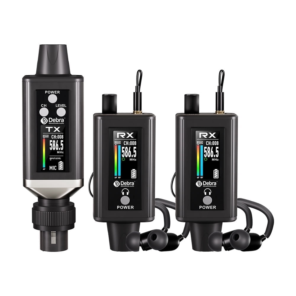 D Debra Audio PRO EMX-1 UHF Mini Wireless In-Ear Monitor System, Rechargeable with Monitor Type for Stage, Band, Studio, Musician, Monitor (1 Transmitter & 2 Receiver)