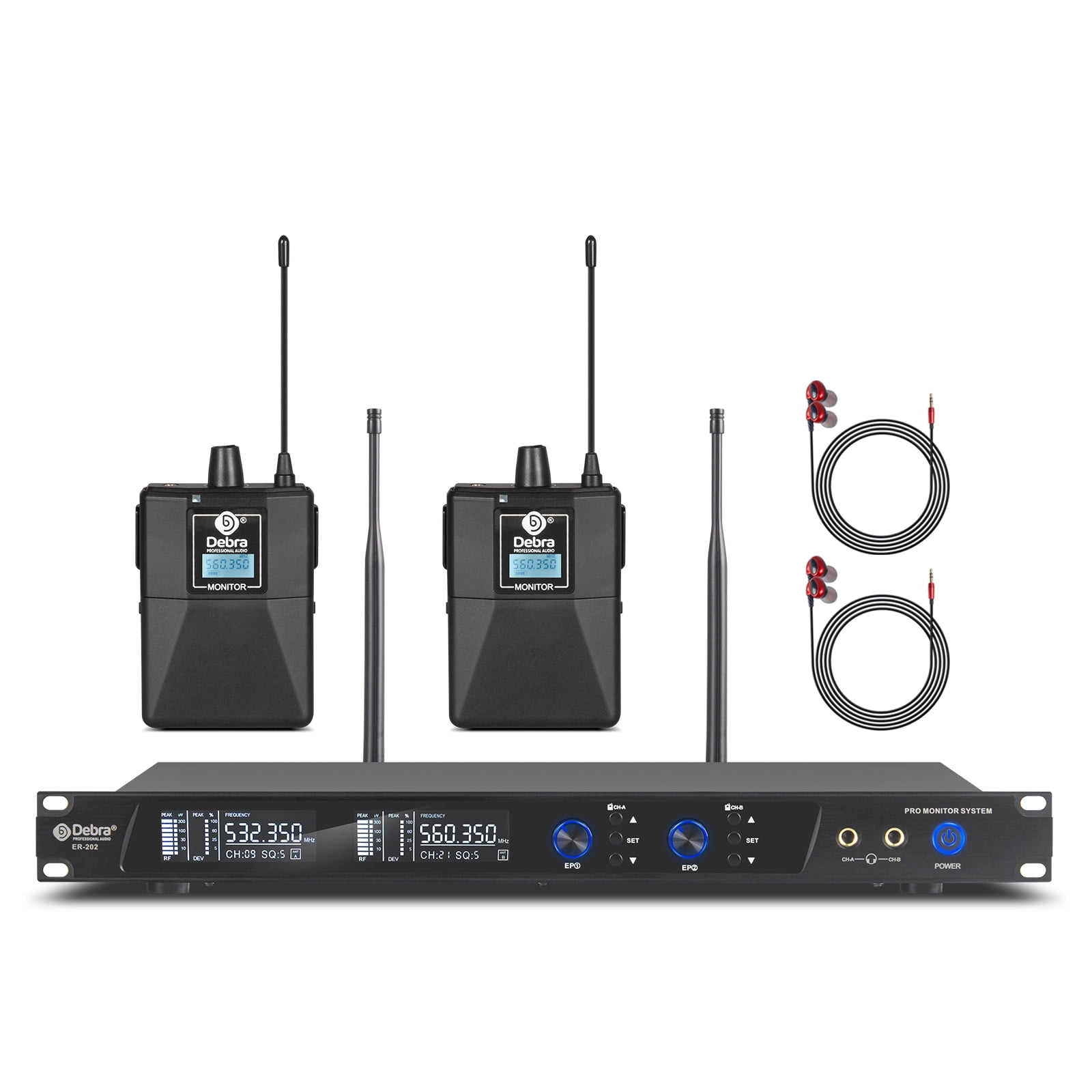 D Debra Audio PRO ER202 UHF Dual Channel Wireless in Ear Monitor System with Monitoring Type