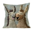 thumbnail image 1 of D Decorative Throw Pillow Cover Cute Two Donkeys Embroidery Design Soft Short Lint Fabric For Sofa Bedroom Living Room Home 18X18Inch, 1 of 7