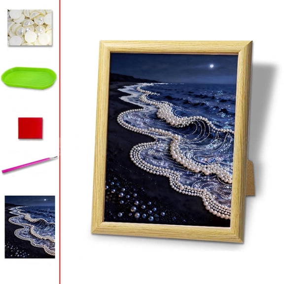 D Diy Beaded Art Kit With Castle Theme, Pearl Beads, Wood Frame And Diy Craft Design For Creative Projects And Decor Making