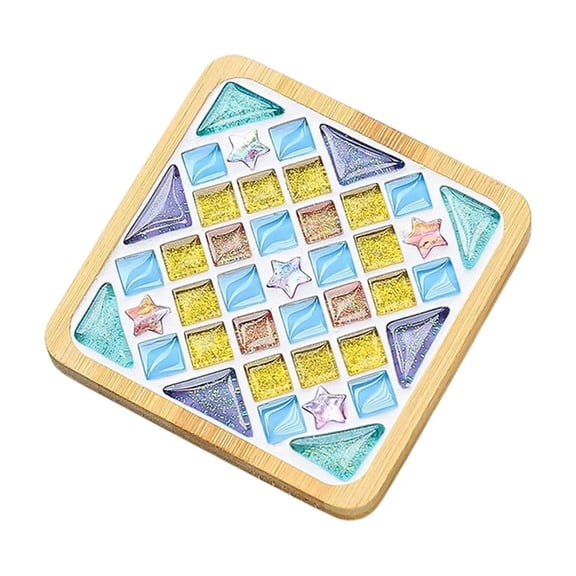 D Diy Crafts Mosaic Tile Set Wooden Cup Coasters Making Kit With Glue And Tools D