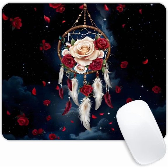 D Dreamcatcher Rose Flowers Mouse pad Customized Mousepad Non-Slip Rubber Base Mouse Pads for Computers Laptop Office Desk Accessories Mouse pad
