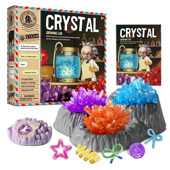 Piano Potato Crystal Growing Kit for Kids,Mega Crystal Growing Lab,Crystal Dig Stem Educational Science Toy with Amethyst Dig & Vibrant Crystal Cultivation
