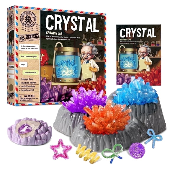 Piano Potato 2-in-1 Crystal Growing Kit & Amethyst Digging Lab, STEM Science Toy for Kids Ages 8-12, Grow Vibrant Crystals & Excavate Gemstones, Educational Gift