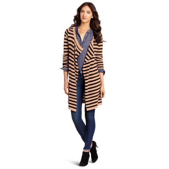 D.E.P.T. Women's Draped Rib Cardigan Sweater, Warm Camel, X-Large