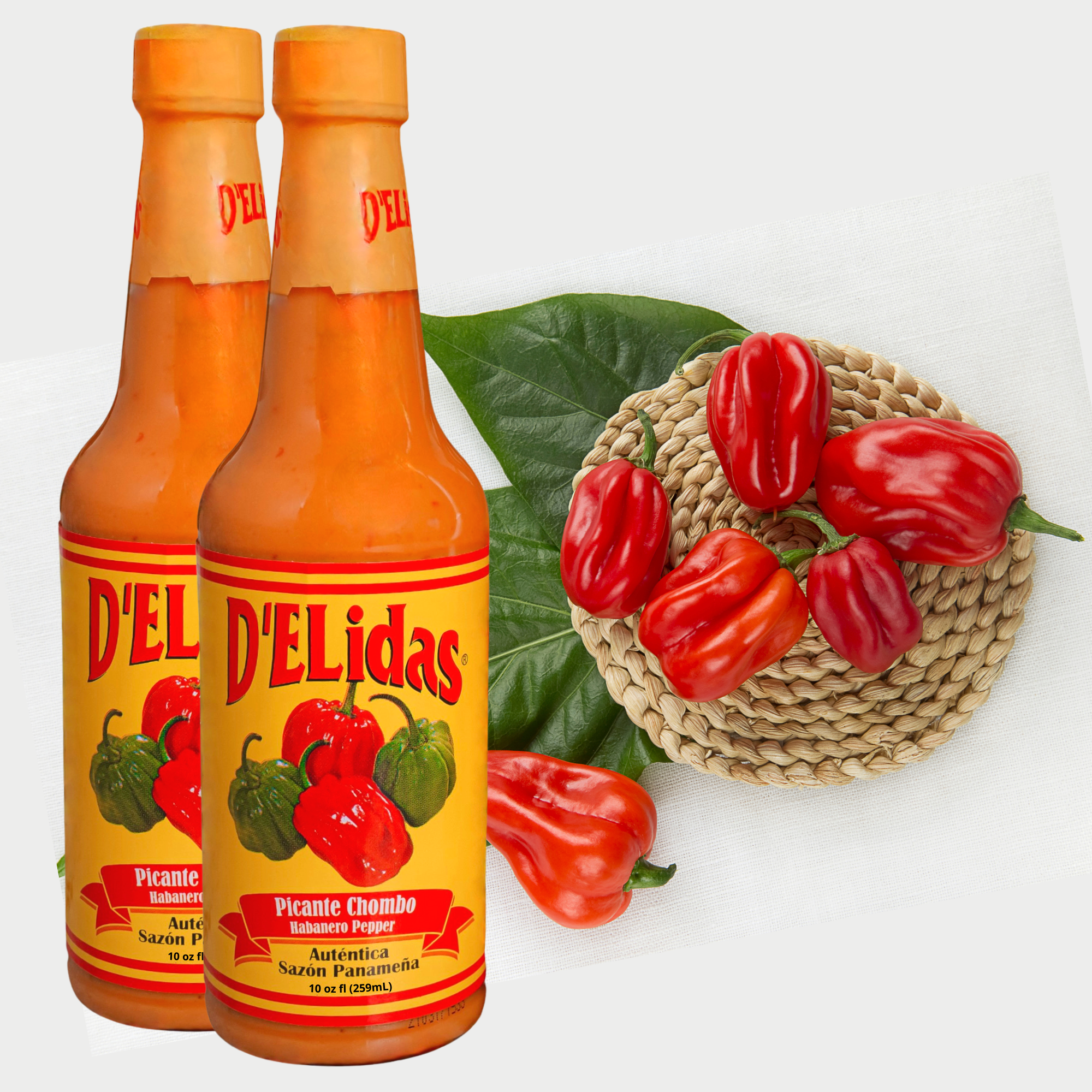 D'ELIDAS Habanero Hot Sauce, All Natural Hot Sauce Made of Habanero Pepper, Chombo Picante Sauce #1 in Panama, Non-GMO and Keto Friendly Food (10oz, 2-pack ) - image 1 of 7