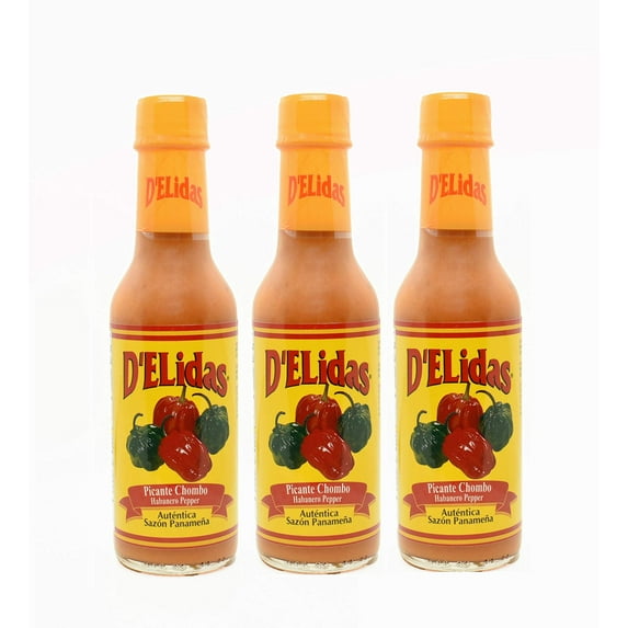 D'ELIDAS Habanero Hot Sauce, All Natural Hot Sauce Made of Habanero Pepper, Chombo Picante Sauce #1 in Panama, Non-GMO and Keto Friendly Food (5oz, 3-pack )