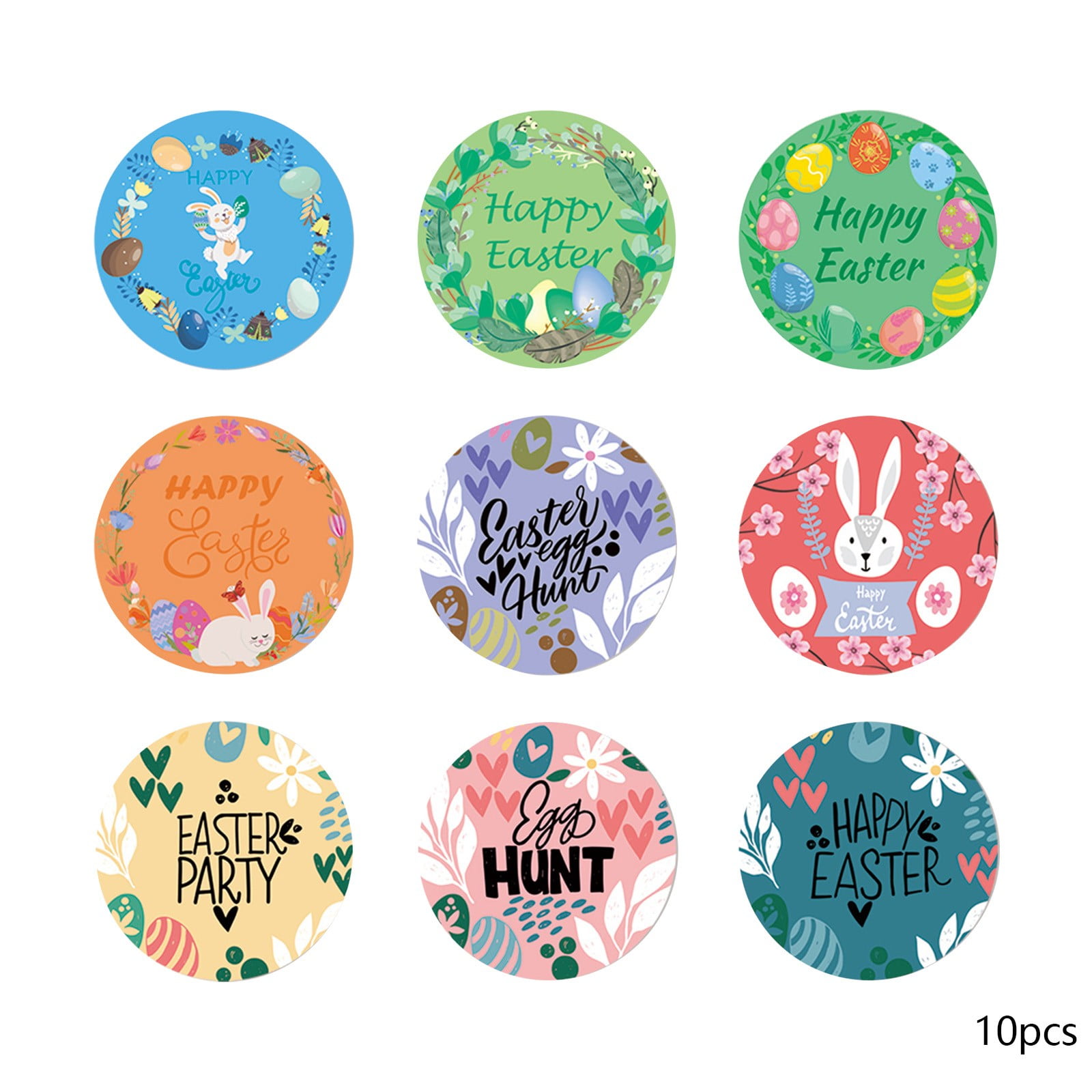 D Easter Bunny & Egg Pattern Stickers Tear-Resistant Paper For Long ...