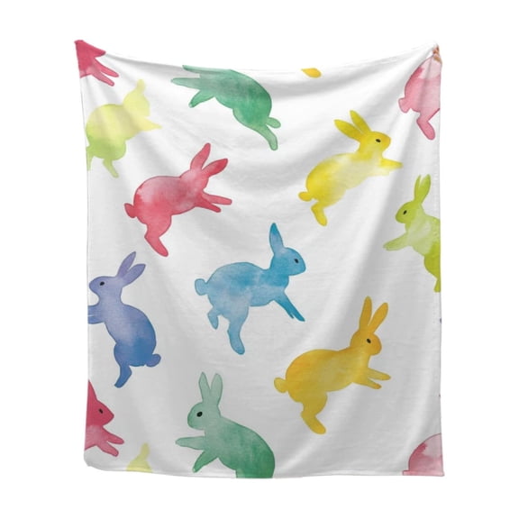 D Easter Egg Bunny Blanket, Classic Flannel Fleece Blanket With Soft Skin-Friendly, Portable, Fast Drying Material For Kids, Naps, Sofa And Camping, 29.52 X 39.3 In