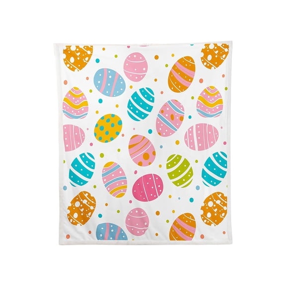 D Easter Egg Bunny Blanket, Classic Flannel Fleece Blanket With Soft Skin-Friendly, Portable, Fast Drying Material For Kids, Naps, Sofa And Camping, 29.52 X 39.3 In