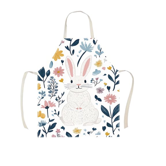 D Easter Themed Apron With Rabbit Design For Kitchen Cooking Holiday Party Decor