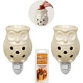 thumbnail image 1 of D'Eco Owl Plug-in Fragrance Wax Melt Warmers (Pack of 2) Electric Scented Tart, Oil & Candle Warmer w 4 Cinnamon Wax Cubes - Halogen Bulb Melts Wax & Fills Room w Fresh Holiday Scents, 1 of 5